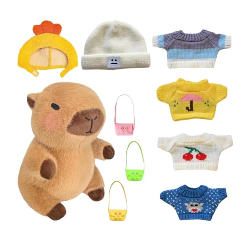 Filvczt Gefüllter Capybara, Capybara-Plüsch mit Kleidung, Capybara-weiche Puppe, langlebig, auffällig, 23 cm, für Kinder im Alter von 4–12 Jahren von Filvczt