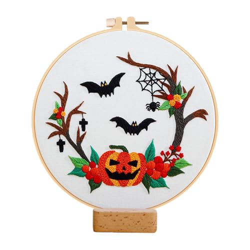 Filvczt Needle Point Kits, Pumpkin Bat Ghost Handmade Craft Kits, Stamped Needlepoint Beginner Kits, Embroidery Kit, Pumpkin Pattern Kits, Easy to Use, Portable for Birthday Holiday von Filvczt