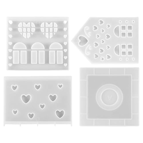 Love House Silicone Mold, 3D House Tealight Candle Holder Molds, 3D Cartoon Village House Silicone Mold, Epoxy Resin Casting Mold, Silicone Candle Moulds Set, Easy To Use, Portable for Wax Candles von Filvczt