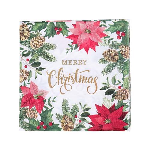 Weihnachtsservietten, Weihnachtshandtücher, Bedrucktes Blumen-Gäste-Seidenpapier, Mit Festlichem Design, Hochwertige Papierhandtücher Und Vielseitige, 33x33 Cm, Für Schlafzimmer, Wohnzimmer, Küche von Filvczt