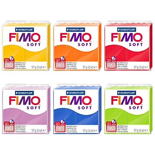 FIMO Modelliermasse für den Ofen, weich, Polymer, 57 g, Set mit 6 Farben, Frühlingstöne von Fimo