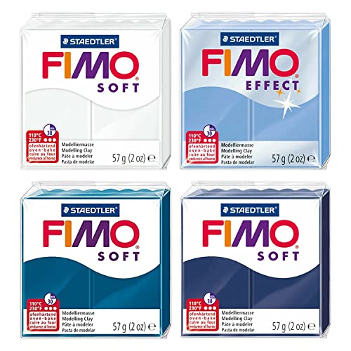 FIMO Soft & Effect Polymer Ofen-Modelliermasse – 57 g – 4er-Set – The Snow & Ice Collection von Fimo