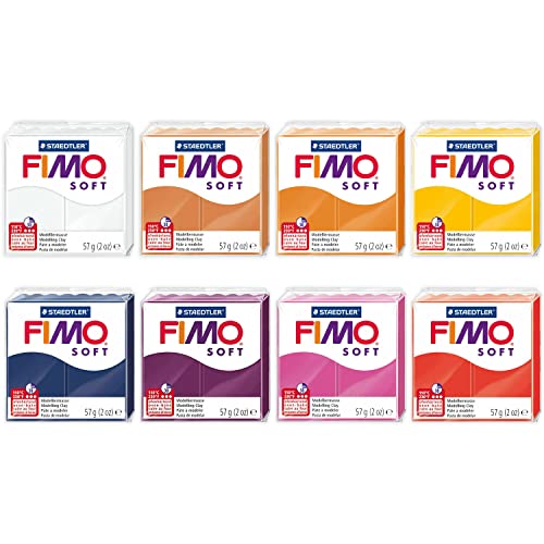 FIMO Soft & Effect Polymer Ofen Modelliermasse – 57 g – Set mit 8 Stück – The Flower Power Collection von Fimo