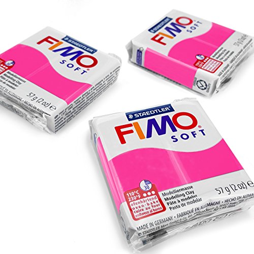 FIMO Weiche Polymer-Ofen-Modelliermasse – die beliebtesten Farben – 57 g – 3 Stück – Himbeere von Fimo