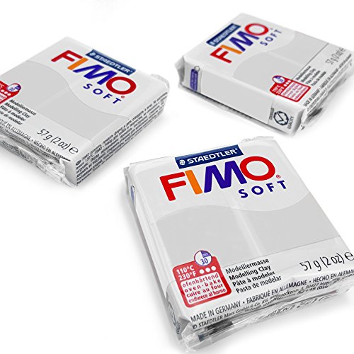 FIMO Weicher Polymer Ofen Modelliermasse – Beliebteste Farben – 57 g – Set von 3 – Delfingrau von Fimo