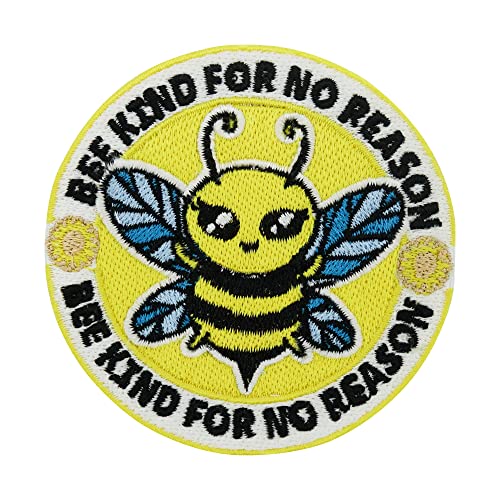 Finally Home Bee Kind for no Reason Patch zum Aufbügeln | Kinder Patches zum Aufnähen, Bügelbild, Aufbügler, Biene Aufnäher, Tier Bügelpatch von Finally Home