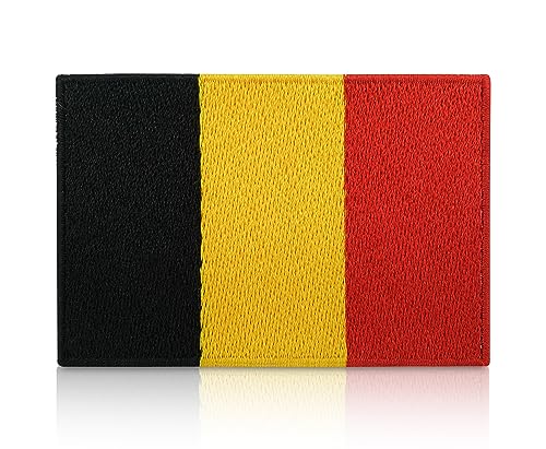 Finally Home Belgien Flagge Patch zum Aufbügeln | 7,5 x 5 cm Belgium Flag Patches, Belgische Fahne Bügelbild BE Aufbügler Aufnäher Bügelpatches von Finally Home