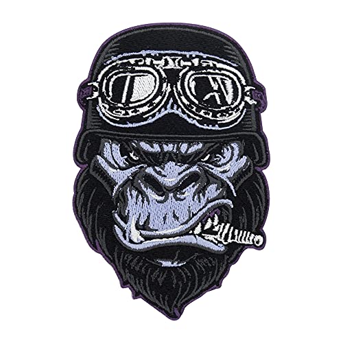 Finally Home Biker Gorilla Patch zum Aufbügeln | Motorrad Kutte Patches, Rückenaufnäher für Lederwesten, Motorradjacke Rückenpatch, Motorcycle Rocker Aufnäher von Finally Home