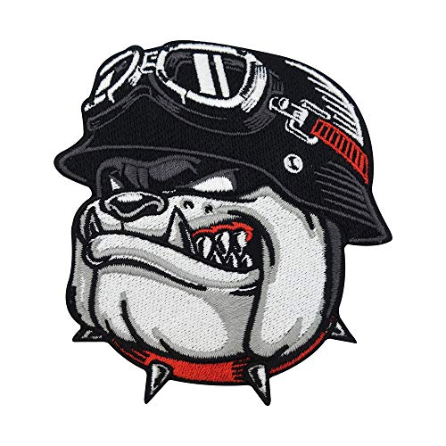 Finally Home Biker Bulldogge Patch zum Aufbügeln | Motorrad Kutte Patches, Hunde Bügelflicken, Motorradjacke Männer Flicken, Motorcycle Aufnäher für Lederwesten von Finally Home