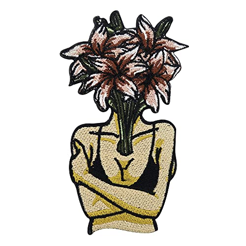 Finally Home Body Shaming Flower Head Patch zum Aufbügeln | Blumen Patches, Frauen Bügelbild, Women Flicken, Jeansjacken Aufnäher von Finally Home