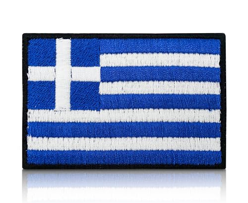 Finally Home Griechenland Flagge Patch mit Klett Rückseite | 7,8 x 5,2 cm | Griechische Fahne Patches, Greek Flag Klettpatch, Outdoor Klettpatches von Finally Home