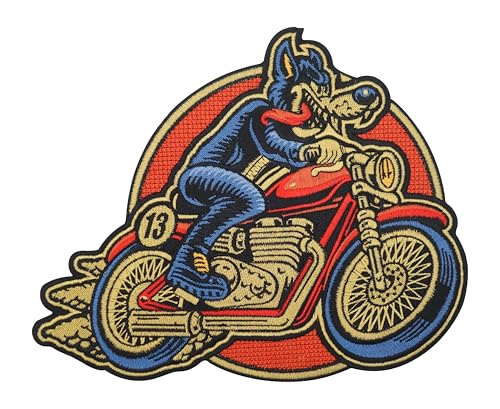 Finally Home Großer Lone Wolf on Tour Rückenpatch zum Aufbügeln | Motorrad Kutten Patches, Retro Biker Bügelpatch, Vintage Rückenaufnäher, Große Aufnäher für Männer von Finally Home