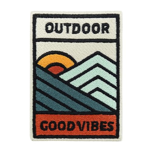 Finally Home Klett Patch - Outdoor Good Vibes | Rucksack Klett Patches, Outdoor Velcro Patch, Wandern Aufnäher, Natur Abzeichen, Berge Badge von Finally Home