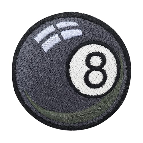 Finally Home Klett Patch - Schwarze 8 Billiard Kugel | Outdoor Klett Patches, Retro Aufnäher, Kleine Klettpatches, Vintage Badge, Klettpatch Rund 6cm von Finally Home