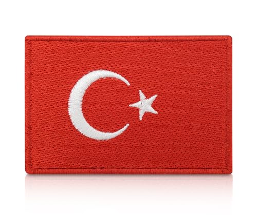 Finally Home Klett Patch - Türkei Flagge | 7,5 x 5,0 cm | Türkische Fahne Klettpatches, Turkey Flage Klettpatch, Türkiye Outdoor Backpacker Patches von Finally Home