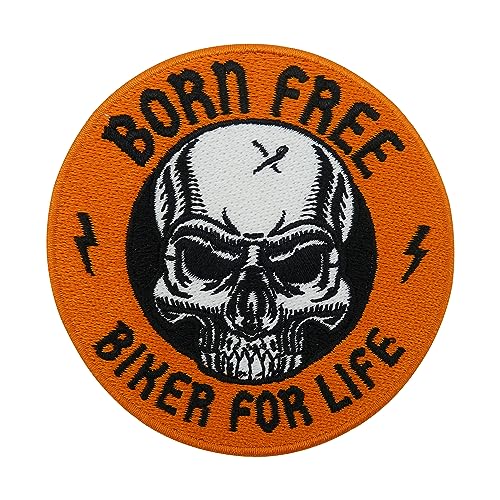 Finally Home Patch zum Aufbügeln - Biker for Life | Motorrad Kutte Patches, Born Free Totenkopf Aufbügler, Motorcycle Rückenpatch, Aufnäher für Weste von Finally Home