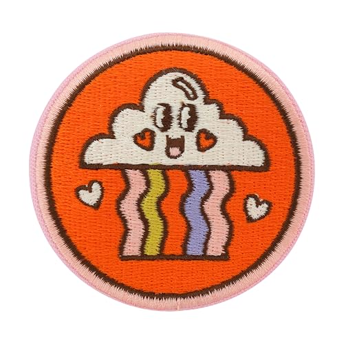 Finally Home Patch zum Aufbügeln - Kleine Wolke | Regenbogen Patches, Runde Natur Aufbügler, Hippie Flicken, Girl Aufnäher von Finally Home