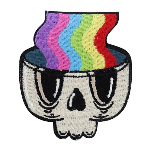 Finally Home Patch zum Aufbügeln - Regenbogen Totenkopf | Biker Patches, Skull Aufbügler, Flicken, Pride Aufnäher, Bügelbild von Finally Home