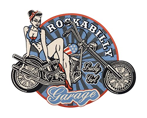 Finally Home Großer Retro Rockabilly 80er Biker Patch zum Aufbügeln | Vintage Motorrad Kutte Patches, Usa Amerika Rückenaufnäher, Motorradjacke Rückenpatch, Old School Aufnäher für Lederwesten von Finally Home