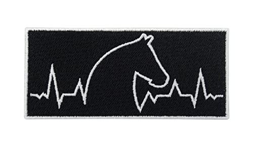 Finally Home Horse Heartbeat Patch zum Aufbügeln | Pferdekopf Patches, Pony Bügelbild, Pferd Reiten Aufbügler, Pferde Fohlen Aufnäher von Finally Home