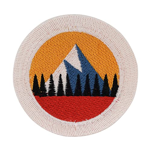 Finally Home Kleiner Berge Patch zum Aufbügeln | Vintage Berg Patches Mini Baum Bügelbild Wald Aufbügler Bäume Aufnäher Wanderer Outdoor Bügelpatch von Finally Home