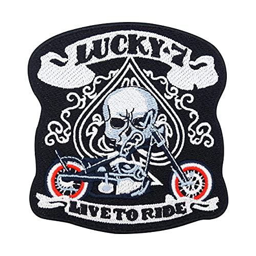 Finally Home Live to Ride Motorrad mit Totenkopf Patch zum Aufbügeln für Lederjacken | Patches, Bügelflicken, Flicken, Aufnäher von Finally Home