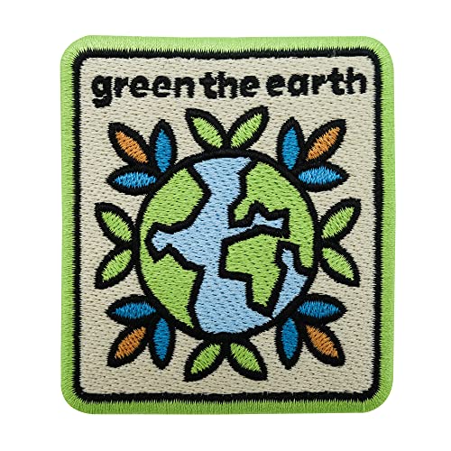 Finally Home Patch zum Aufbügeln - Green the Earth | Welt Planet Patches Erde Weltkugel Bügelbild Klima Aufbügler Pflanzen Aufnäher Natur Umwelt Flicken von Finally Home