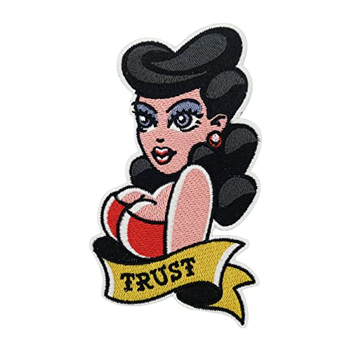 Finally Home Sexy Frau Patch zum Aufbügeln | Retro Tattoo Patches, Motorrad Bügelbild, Biker Babe Aufbügler, Aufnäher von Finally Home