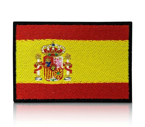 Finally Home Spanien Flagge Patch mit Klett Rückseite | 7,6 x 5,2 cm | Spanische Fahne Klettpatch, Spain Flag WM Klettpatches von Finally Home