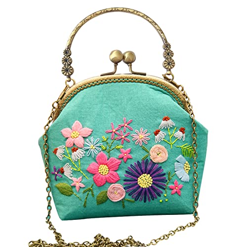 Findvoor 3D Stickerei Blumen Kreuzstich Kit DIY Handwerk Nadel Kunst Tragbare Tasche Messenger Bagspring Blüten 8,3 × 6,3 × 1,15,2 cm von Findvoor