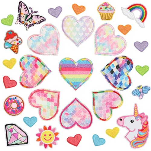 30 Stück Einhorn Aufnäher Patches Einhorn Bügelbild Glitzer Bügelflicken Kinder für Rucksäcke Jacken Hüte DIY Zubehör Jeans Flicken zum Aufbügeln von Fine jade2