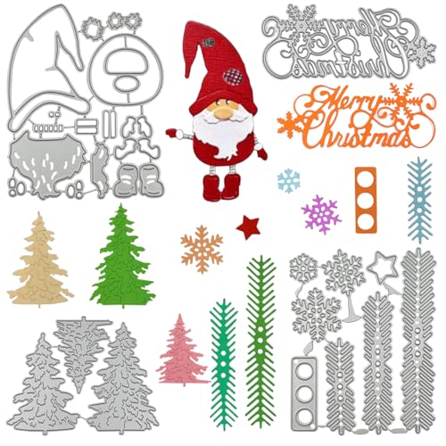 4 Stück Weihnachts-Stanzformen für Kartenherstellung, FineGood Merry Christmas Santa Stanzformen, DIY-Weihnachtsbaum, Metall-Stanzschablonen, Basteln für Album, Scrapbooking, Kartendekoration von FineGood