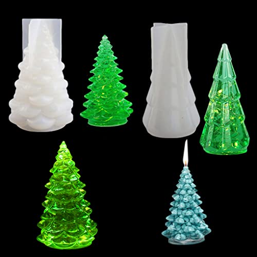 FineInno 2 Pc Christbaum Epoxidharz Form Tree Resin Mold LED Lampe Silikonformen für DIY Desktop Ornaments Kerzenhalter Teelichter von FineInno