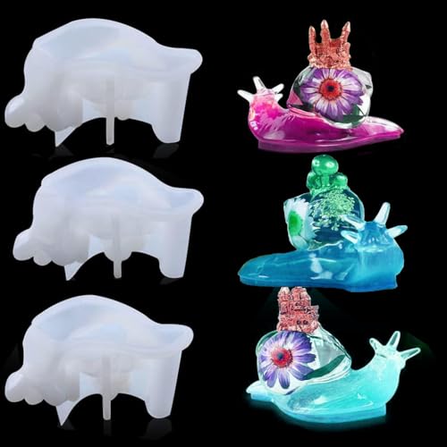 FineInno 2 Stück Silikonform Epoxidharz 3D Schnecken Harz Formen Snails Silicone Mold Tier Silikon Gießform für DIY Kerzen Seifen Haus Dekoration von FineInno