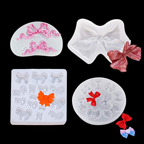 FineInno 4 Stücke Schleife Epoxidharz Formen Bowknot Resin Molds Bogen Silikonform Schmuck Gießform Harz Form für Anhänger Halskette Handwerk DIY von FineInno