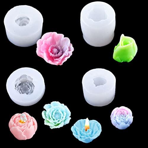 FineInno 4Pcs Blume Epoxidharz Formen 3D Rose Silikonform Flower Resin Mold Gießform Harz Form für Anhänger Halskette Ohrringe Schmuck von FineInno