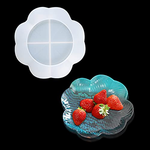 FineInno Blumen Tablett Epoxidharz Formen Flower Resin Tray Mold Untersetzer Silikonform DIY Harz SchaleTee Obsttablett Kunsthandwerk Gießform von FineInno