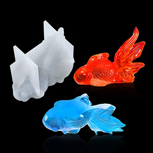 FineInno Koi Fische Epoxidharz Formen Goldfish Resin Mold Karpfen Silikonform Tier Gießform Harz Form für Desktop Ornamente DIY Seifen Kerzen von FineInno