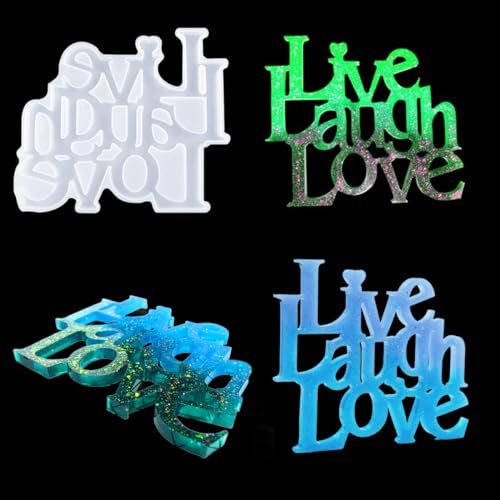 FineInno Wort Epoxidharz Formen,Live Love Laugh Silikonform,Lebe Liebe Lache Resin Molds,Harz Form Kristallform DIY Tischdekoration Handwerk von FineInno