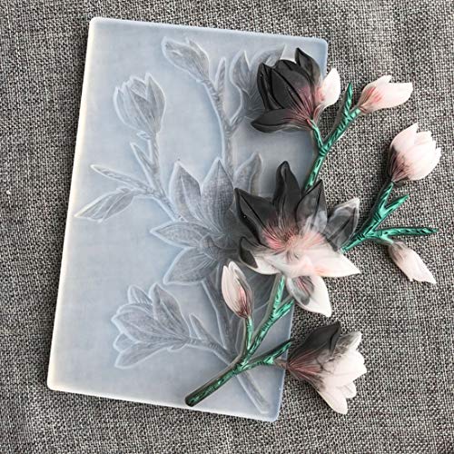 FineInno Tulpenmagnolie Blume Silikonform 3D Harz Formen Bouquet Mould Tray Mold Schmuck Gussform Werkzeuge für Epoxidharz, DIY Crafts Anhänger (Blumenform) von FineInno