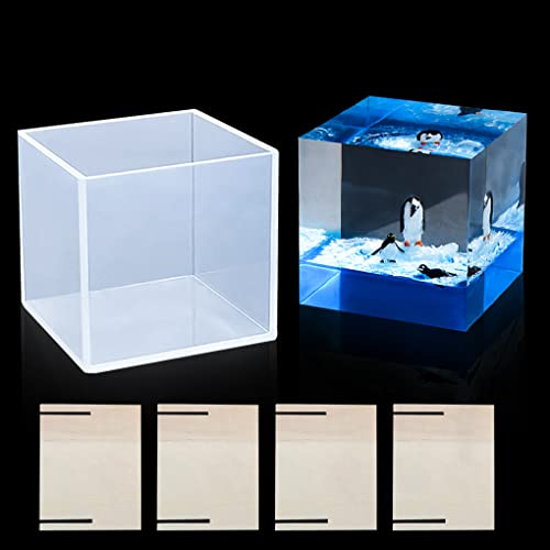 FineInno Würfelform Silikonform Cube Resin Mold 10.6cm Quadrat Gießform Harz Form Tief & Groß Würfel Epoxidharz Form für DIY Mikrolandschaft Handwerk Kerze Seife von FineInno