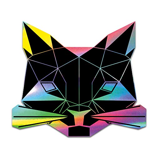 2 x Polygon Tier Sticker Hologramm Aufkleber Tiere Origami Design Geometrisch Selbstklebend Kunst für Auto Motorrad Laptop Kühlschrank Wand Dekor R117 (Katze) von Finest Folia