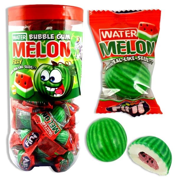 Großpackung Bubble Gum Melone XL, 3cm Durchmesser, mit Melonengeschmack, 50 einz. Kaugummis von Fini