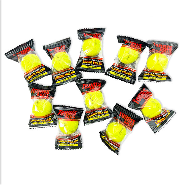 Kaugummi Tennisball 10er Pack, 3cm Durchmesser, Zitronen-Limettengeschmack, 160g von Fini