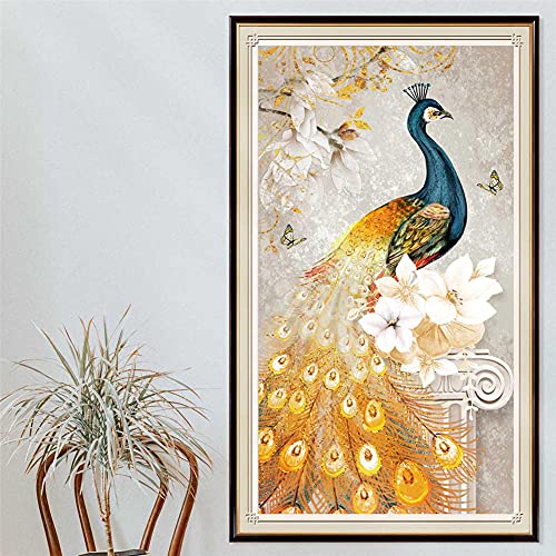 5D Diamant Painting Bilder,Diamond Painting Kinder Erwachsene,Diamond Painting Set,Daiments Painting Groß Full Drill,Diamant Malerei Kunst Kits Home Wand Decor(Goldener Vogel)-round drill,80x220cm von Finnoon