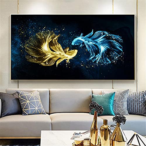 5D Diamond Painting kit, Goldfisch Diamant Painting Bilder Vollbohrer 40x120cm mit Diamond Painting Zubehör, Daiments Painting Erwachsene Kinder DIY Stickerei Set Dekor Wohnzimmer Wand von Finnoon