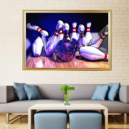 Diamond Painting Bowling Diamant Painting Bilder Erwachsene Groß Stickerei Set, DIY 5D Daiments Paintings by Numbers kit Kinder Anfänger, Diamond Dots Crystal Art Home Deko, 60x120cm von Finnoon