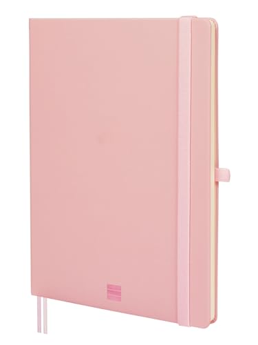 Finocam Nexo Notizbuch, Hardcover, glatt, Rosa, großes Notizbuch mit mikroperforierten Blättern, Tasche und Stifthalter, 72 Blatt, ideal zum Schreiben und Zeichnen von Finocam