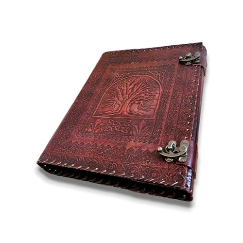 Finun-Lthr 4789245 handgefertigtes Leder-Tagebuch, 2-Ringbuch, Skizzenbuch, 33 x 25,4 cm, mit 2 Ringen für Ihre Seiten (2 Ringbuch), Braun von Finun-Lthr