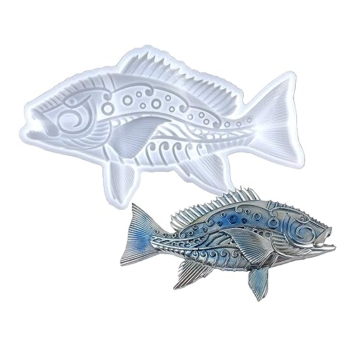 Finyoffiy 3D Fisch Silikonformen Tiere Silikonform Gießformen Statue Epoxidharz Formen DIY Fish Resin Molds für Wandbehang Ornament Dekoration,Urlaubsgeschenke (A) von Finyoffiy